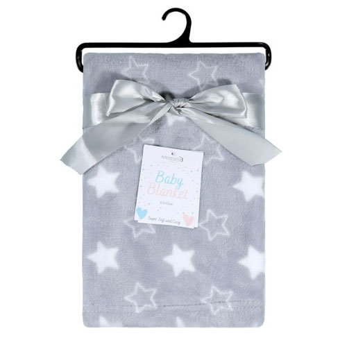 Baby Blanket Printed Stars Grey