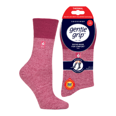 Ladies Heat Holders Gentle Grip Thermal Socks Pink Mix