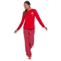 Ladies Follow That Dream Gonk Print Jersey Top Fleece Pants PJ Set