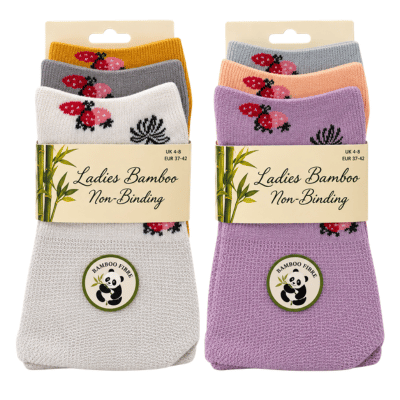 Ladies Bamboo Non Elastic - Non Binding Socks - Flamingo