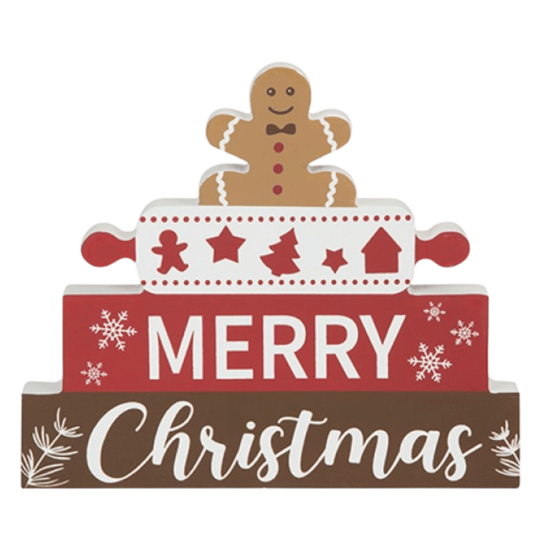 Merry Christmas Gingerbread Freestanding Decoration