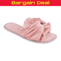 Ladies Velour Knotted Slippers Pink