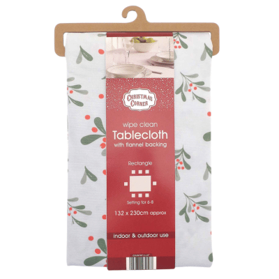 Christmas Wishes Festive Robin Design Wipe Clean Tablecloth
