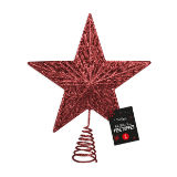 Red Glitter Star Christmas Tree Topper 17cm Dia