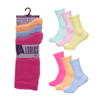 Ladies 3 Pack Pastel Socks