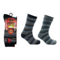 Mens Heat Machine Sherpa Lined Thermal Slipper Socks With Gripper Sole Aztec Design