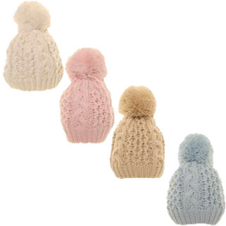 Baby Double Lined Bobble Hat With Pom Pom