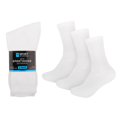 Boys 3 Pack White Sports Sock 4-6