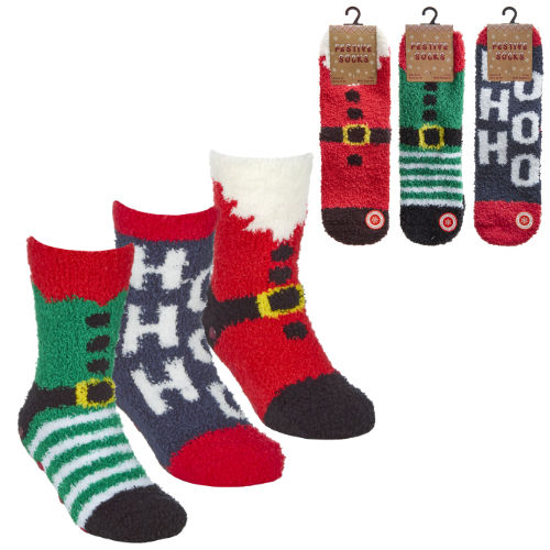 Kids Christmas Cosy Socks With Gripper 1 Pair Pack | Wholesale Socks ...