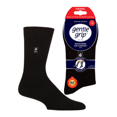 Mens Heat Holders Gentle Grip Thermal Socks Black