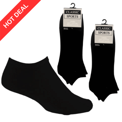 Mens Classic Trainer Socks Black 6-11