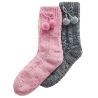 Ladies Sparkle Knit Sherpa Lined Socks with Gripper