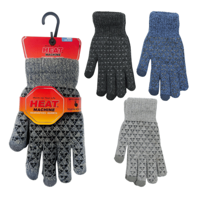 Mens Heat Machine Thermal Knitted Gripper Gloves
