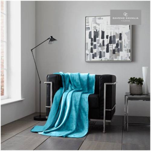 Teal Flannel Sherpa Throw