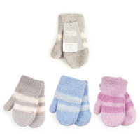 Babies Soft Touch Striped Mittens Light Mix