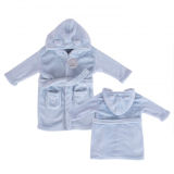 Hugs And Kisses Blue Baby Hooded Robe One Size
