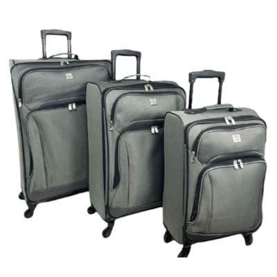 3 Piece Soft Shell Lightweight Luggage Set - Grey