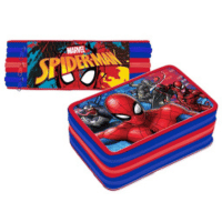 Official Spiderman Filled 3 Zipped Pencil Case