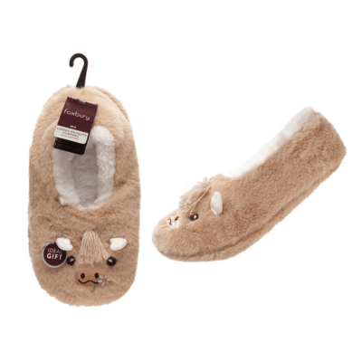 Ladies Highland Cow Novelty Slippers