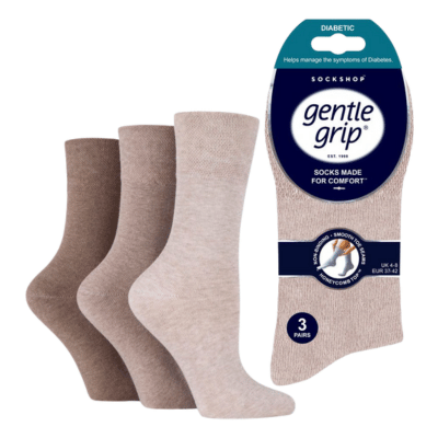 Ladies Diabetic Gentle Grip Socks Stone