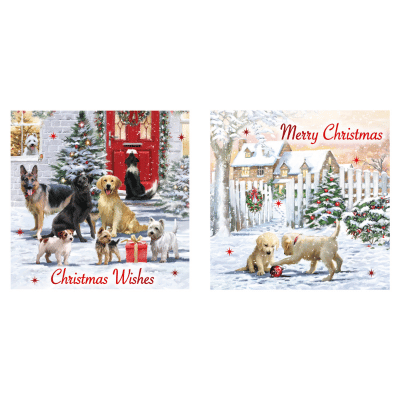 Christmas Dogs Design Christmas Cards 12 Pack