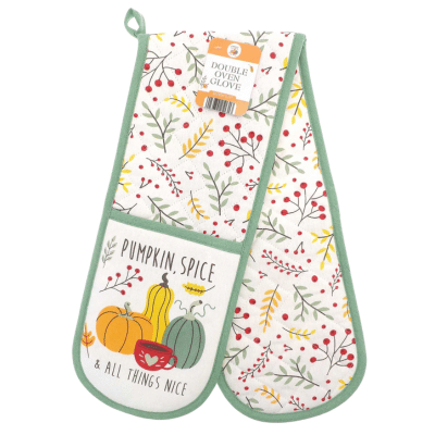 Pumpkin Spice Autumnal Design Double Oven Gloves