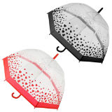 Heart Print Clear Dome Umbrella