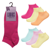 Ladies 3 Pack Pastel Trainer Socks