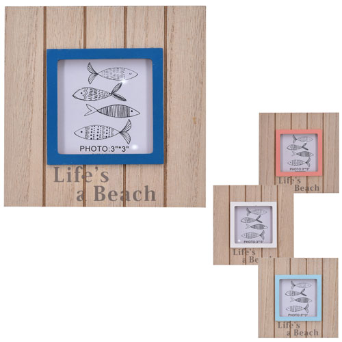 Wooden Block Photo Frame With Stand Beach Small