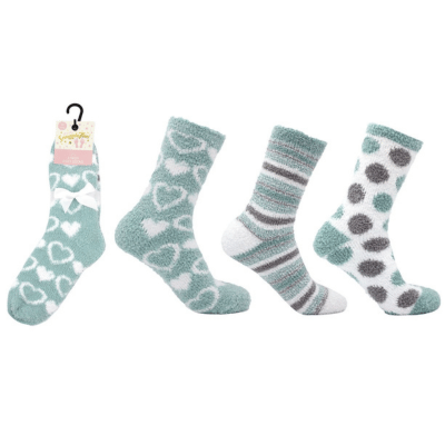 Ladies Snuggle Toes 3 Pack Cosy Socks Hearts & Spots