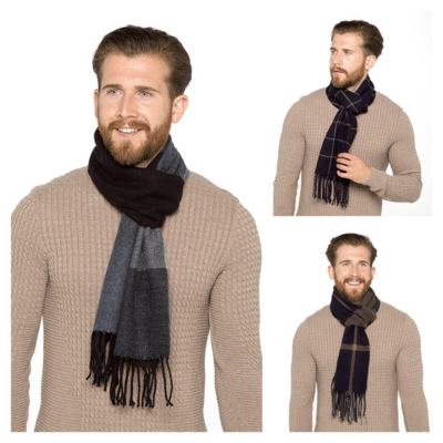 Mens Checked Brushed Scarf