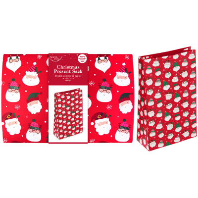 Funky Santa Christmas Kraft Present Sack