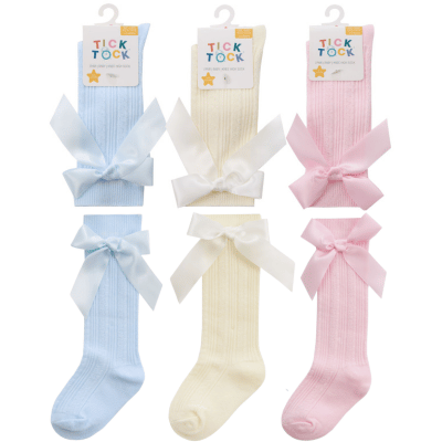 Cable Knit Knee High Baby Socks With Bow