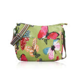 Large Cross Body Canvas Bag Butterfly Green