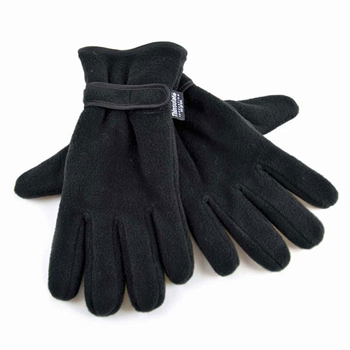 Mens Polar Fleece Gloves Thinsulate Black