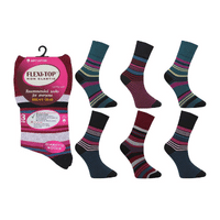 Ladies Flexi Top Socks Stripe Mix