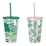 Summer Party Leaf Cup And Swirly Straw