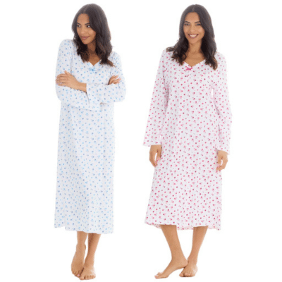Ladies Cotton Long Sleeve Floral Nightdress