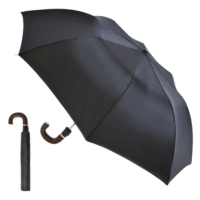 Mens Auto Folding Umbrella With Wooden Effect Handle