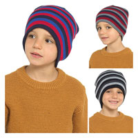 Kids Acrylic Striped Beanie Hat