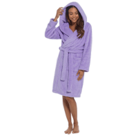 Ladies Wolf Harte Honeycomb Fleece Hooded Robe In Lilac