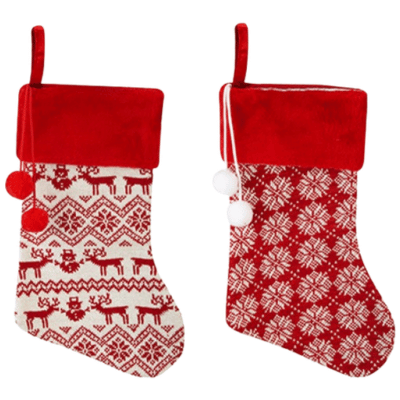 Snow White Pom Pom Knitted Stockings