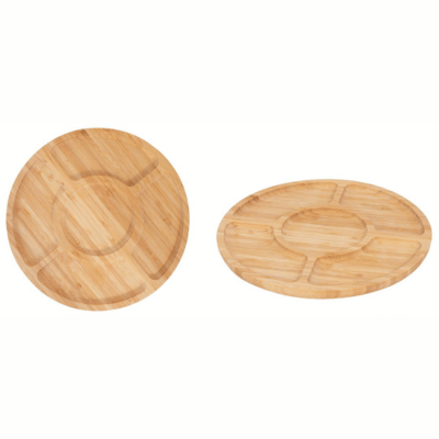 5 Section Wooden Snack Plate 25cm