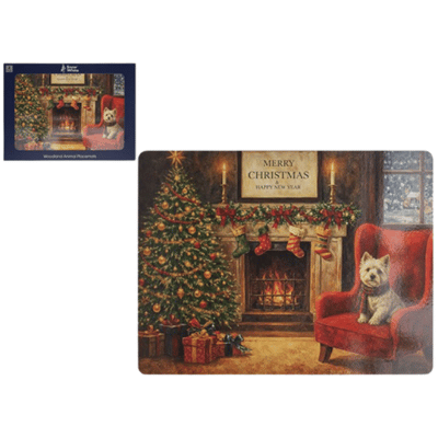 Christmas Tree And Dog Scene Cork Backed Placemats Pack Of 4