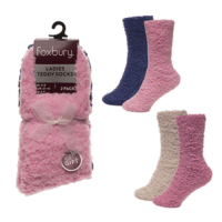 Ladies 2 Pack Teddy Socks