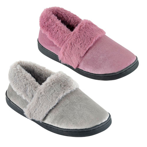 Ladies Fur Cuff Full Slippers | Wholesale Footwear | Wholesale Ladies ...