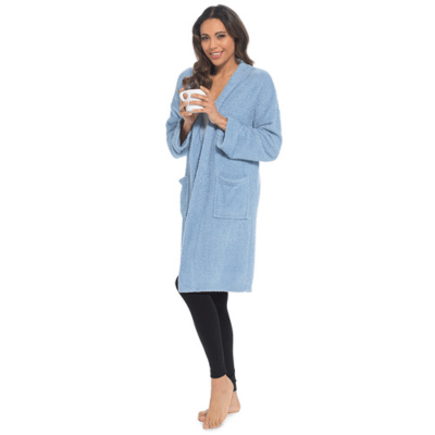 Ladies Longline Edge To Edge Longue Cardigan Blue
