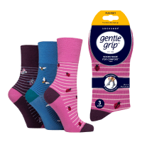 Ladies Gentle Grip Socks Fun Feet Beautiful Bugs