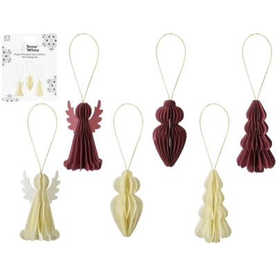 Snow White Paper Shaped Decorations With Magnet 3 Pack