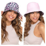 Ladies Animal Print Bucket Hat Reversible